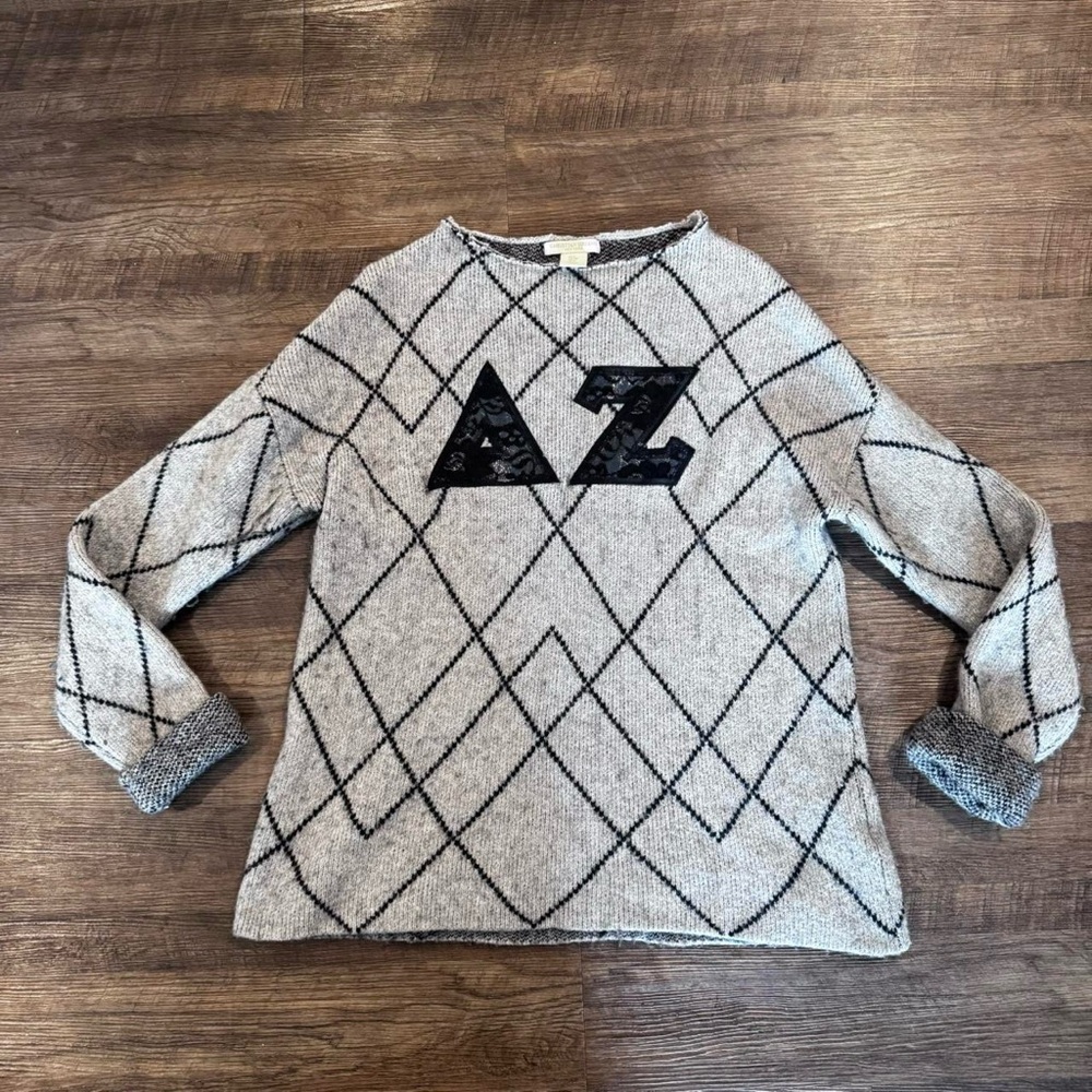 Christian Siriano Black and Gray Patterned Sweater